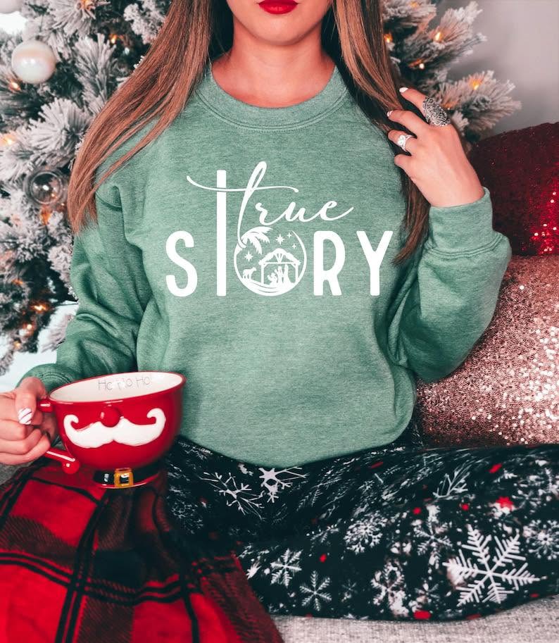 True Story nativity Christmas apparel mockup