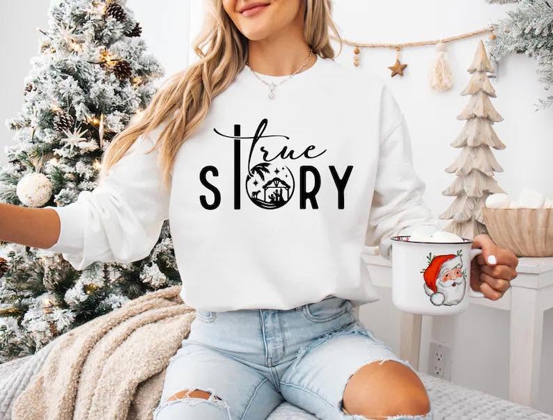 True Story nativity Christmas apparel mockup