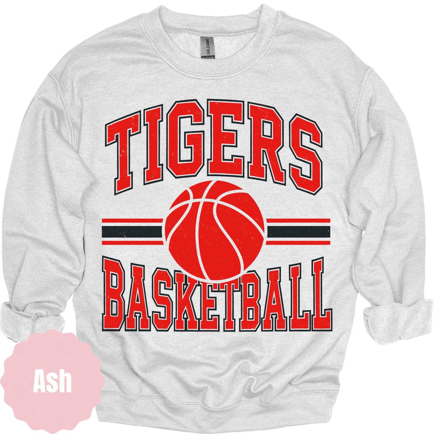 Tigers Varsity Basketball — Red on ash sweatshirt
