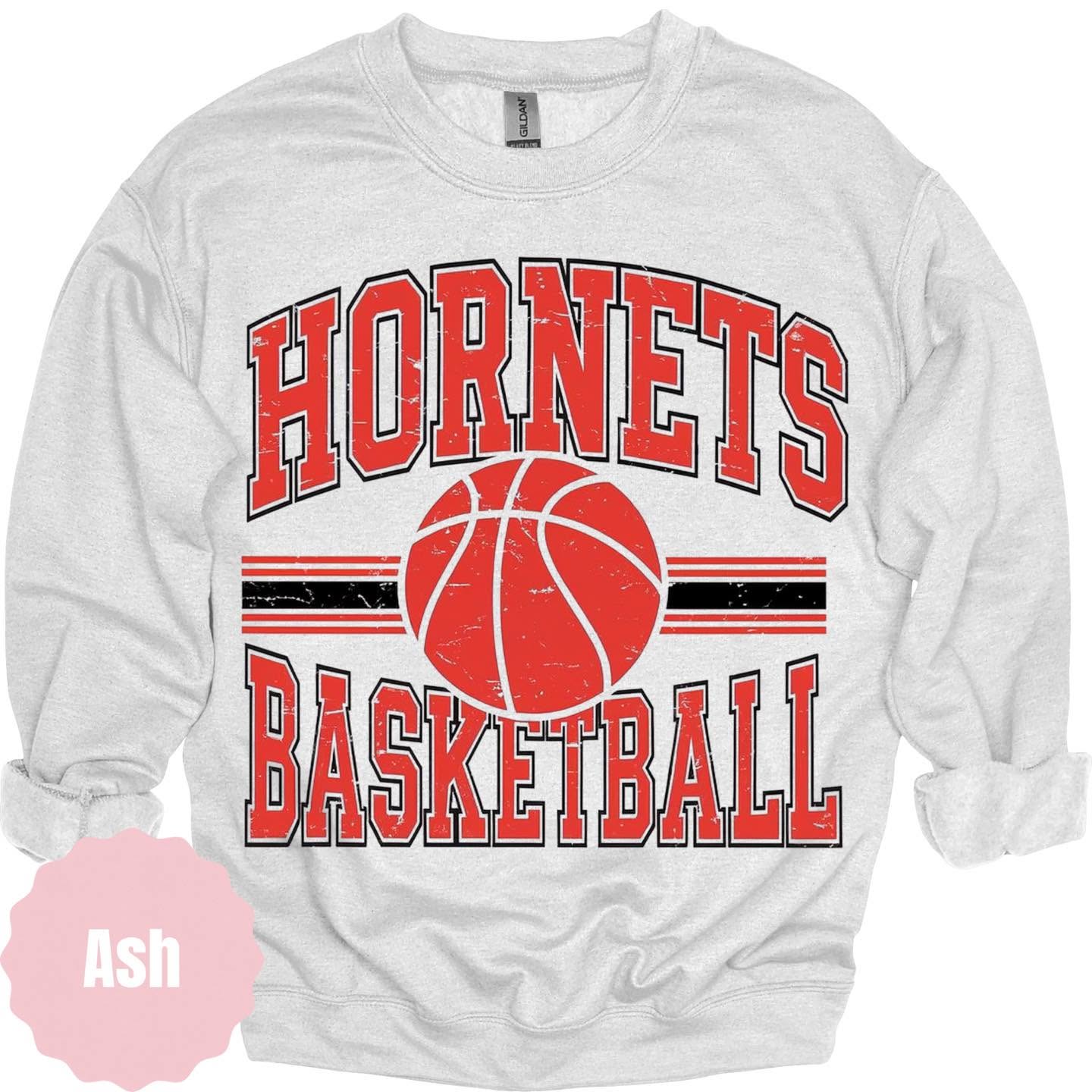 Hornets Varsity Basketball — Red on ash sweatshirt