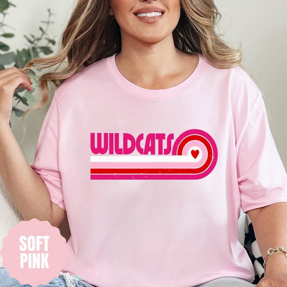 Wildcats retro heart apparel mockup
