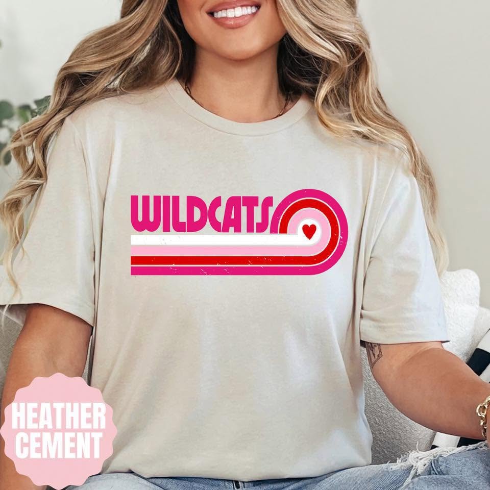 Wildcats retro heart apparel mockup