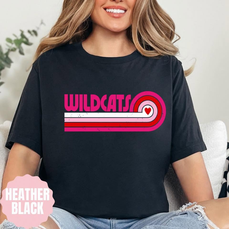 Wildcats retro heart apparel mockup