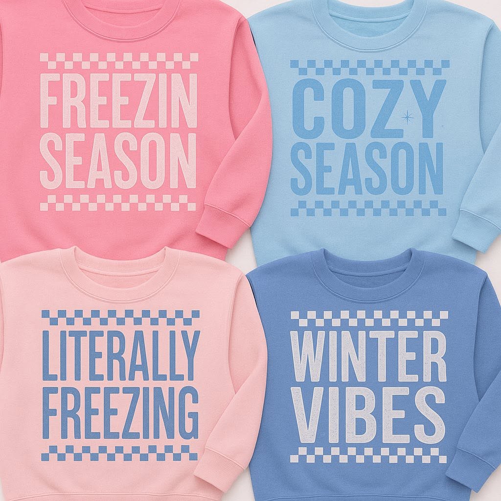 Literally Freezing winter mockup; shown with other winter designs